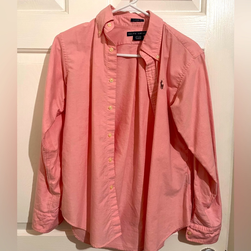 Ralph Lauren classic fit pink polo long sleeves shirt size 2